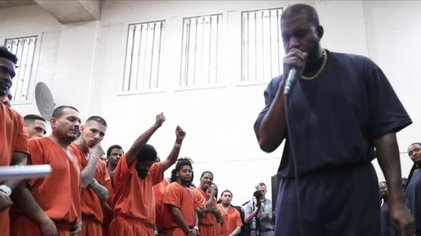 
Kanye West performs songs from Jesus Is King for tearful prison inmates
