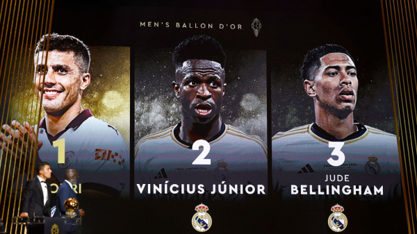 Real Madrid snubs Ballon d’Or ceremony, says it was ‘not respected’ after star player Vinícius Jr. misses out
 
Real Madrid snubs Ballon d’Or ceremony, says it was ‘not respected’ after star player Vinícius Jr. misses out