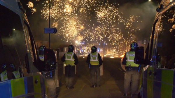 Bonfire Night disorder across Edinburgh - youths hurl fireworks at police and start fires Bonfire Night disorder across Edinburgh - youths hurl fireworks at police and start fires