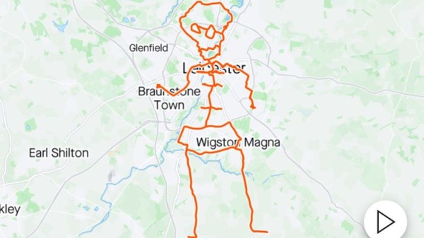 Cyclist creates Halloween-themed ride by taking skeleton-shaped route in Leicester