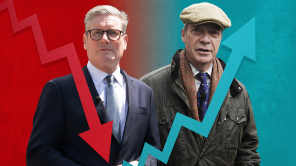Labour's polling collapse is historic - but Nigel Farage has overseen a bigger one Labour's polling collapse is historic - but Nigel Farage has overseen a bigger one