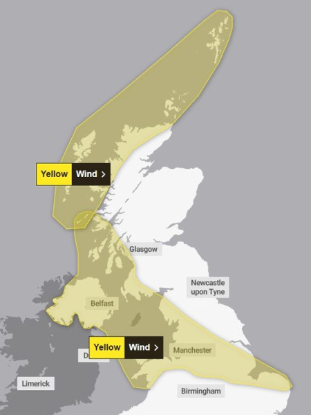 Met Office issues weather warnings for heavy rain and gusts of up to 80mph across UK Met Office issues weather warnings for heavy rain and gusts of up to 80mph across UK