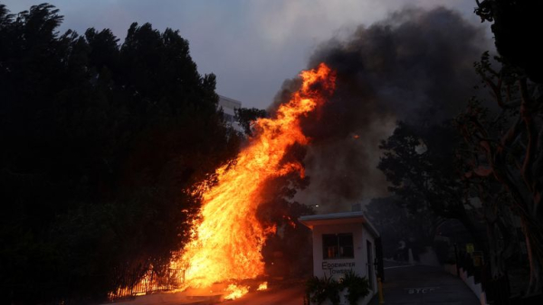 California firefighters battling wildfire sweeping exclusive Los Angeles hillside dotted with celebrity homes California firefighters battling wildfire sweeping exclusive Los Angeles hillside dotted with celebrity homes