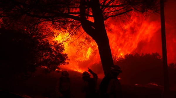 California firefighters battling wildfire sweeping exclusive Los Angeles hillside dotted with celebrity homes California firefighters battling wildfire sweeping exclusive Los Angeles hillside dotted with celebrity homes
