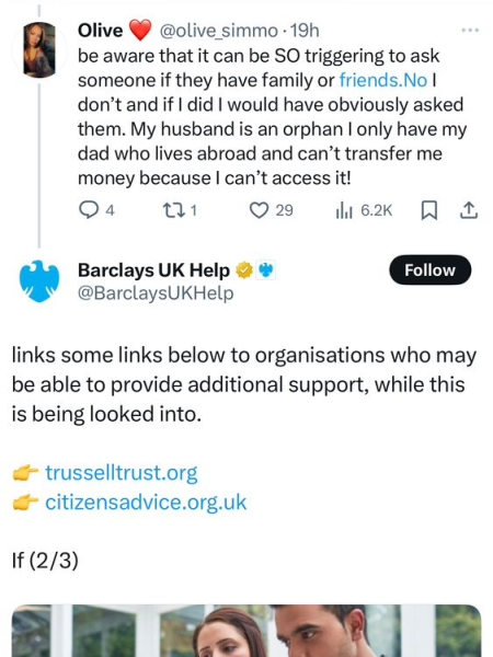 Barclays tells customers to contact friends and family or foodbanks after IT glitch Barclays tells customers to contact friends and family or foodbanks after IT glitch