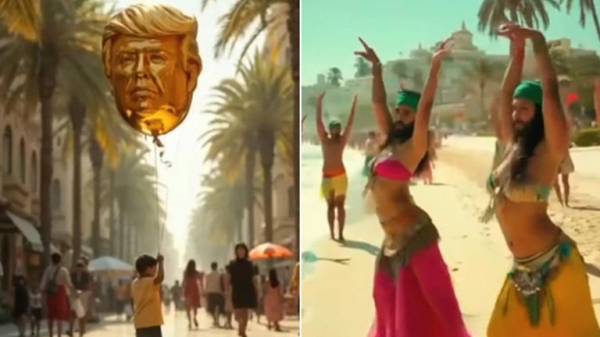 Trump posts AI video of Gaza vision featuring golden statues, bearded belly dancers and Netanyahu on a sunbed