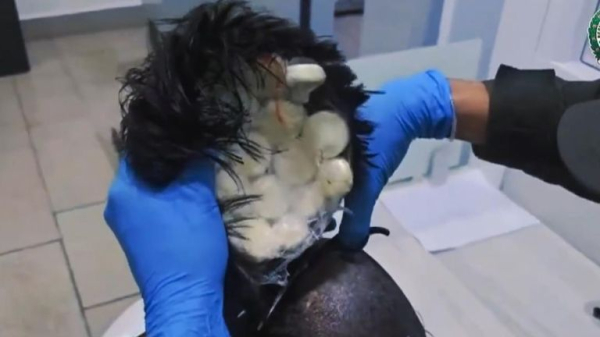 Man caught trying to smuggle cocaine under a wig in Colombia 
