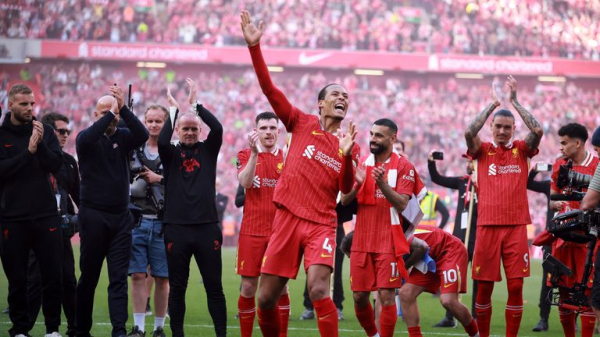 Liverpool win Premier League title to equal Man Utd's record Liverpool win Premier League title to equal Man Utd's record