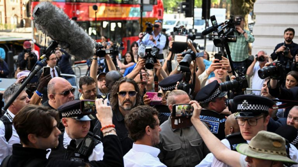 Comedian and actor Russell Brand bailed after appearing in court charged with rape and sexual assault Comedian and actor Russell Brand bailed after appearing in court charged with rape and sexual assault