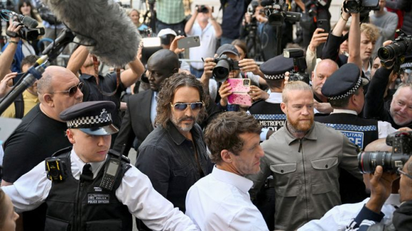 Comedian and actor Russell Brand bailed after appearing in court charged with rape and sexual assault Comedian and actor Russell Brand bailed after appearing in court charged with rape and sexual assault
