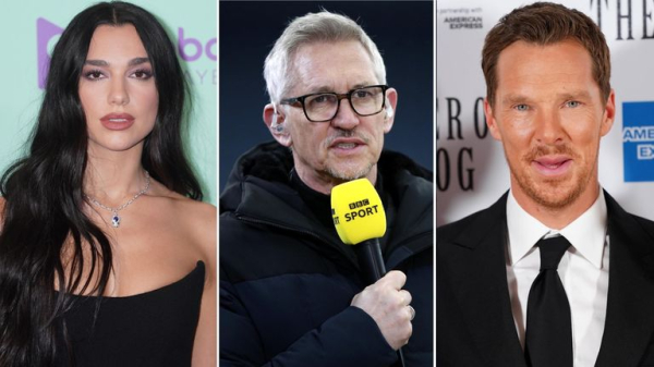 Dua Lipa, Gary Lineker, and Benedict Cumberbatch join more than 300 figures urging PM to 'end UK complicity' in Gaza