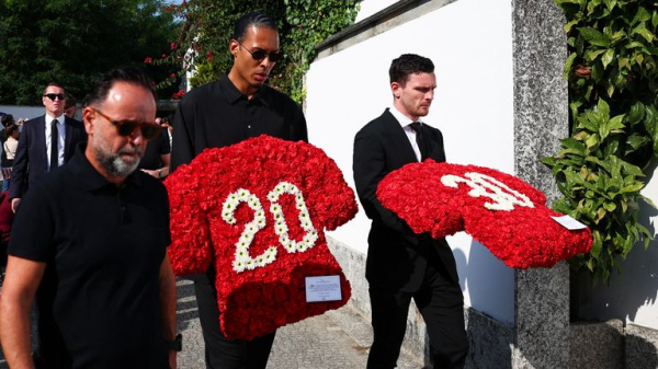 Diogo Jota: Liverpool players join mourners as Premier League star and his brother Andre Silva buried in Portugal Diogo Jota: Liverpool players join mourners as Premier League star and his brother Andre Silva buried in Portugal
